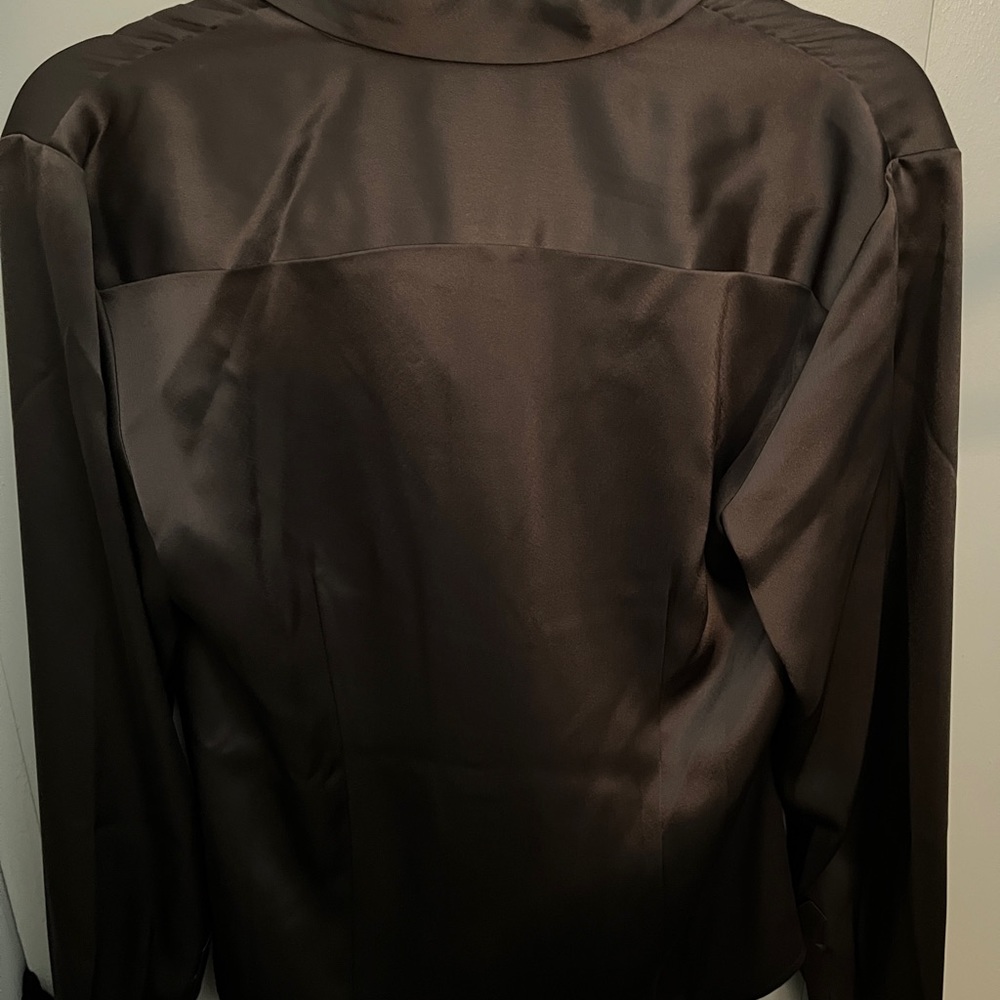 Aritzia Babaton Satin Industry Shirt in Rich Mocha Brown - Worn Once - Picture 4 of 8